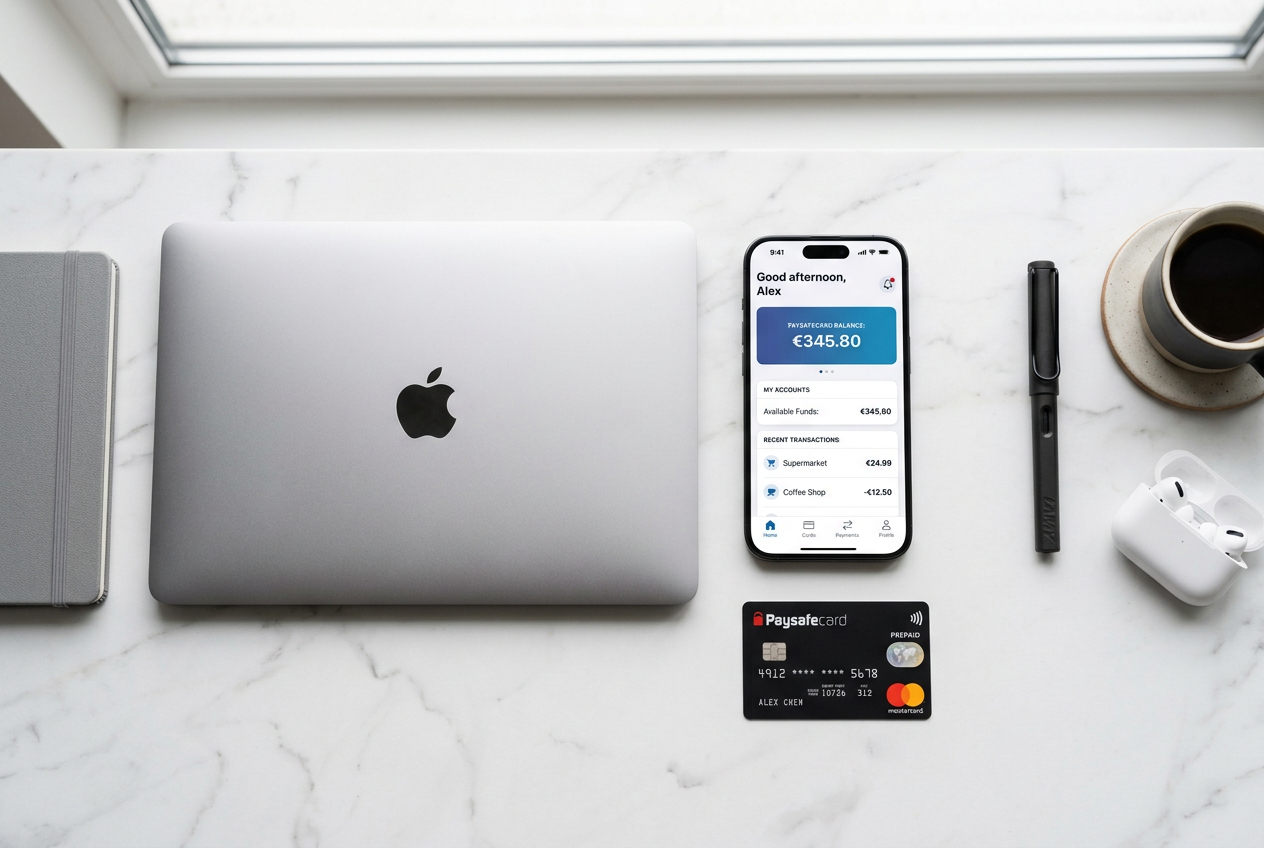 Portfel elektroniczny MyPaysafecard na laptopie i smartfonie